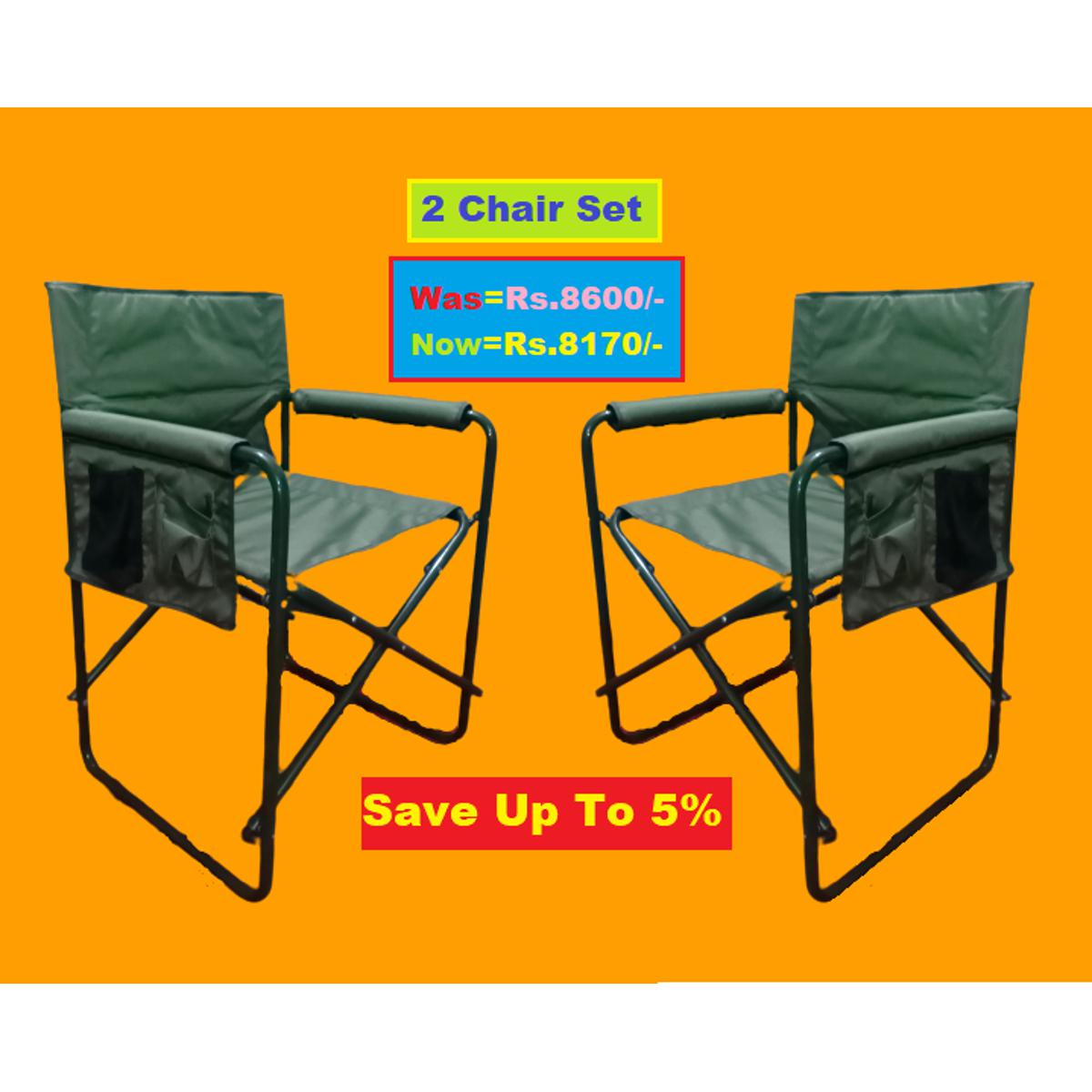 Portable Folding Chairs With Arms | 2 Chair Set |
