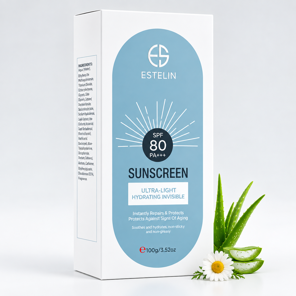 ESTELIN ULTRA-LIGHT Hydrating Invisible Sunscreen SPF 80+ 100g ES0077