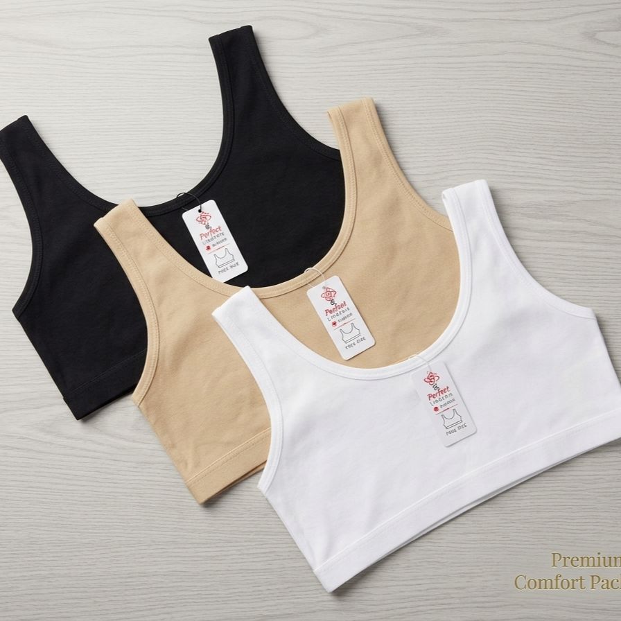 Pack of 6 | 3 | 1 Non Padded Cotton Half Camisole Half Shameez for Girls – Soft Stretch Breathable Crop Tank Bra | Teenagers Training Bra Biddies | Wireless Pull Over Comfort Vest (Free Size 28–34 Bust) Training Bra Biddies