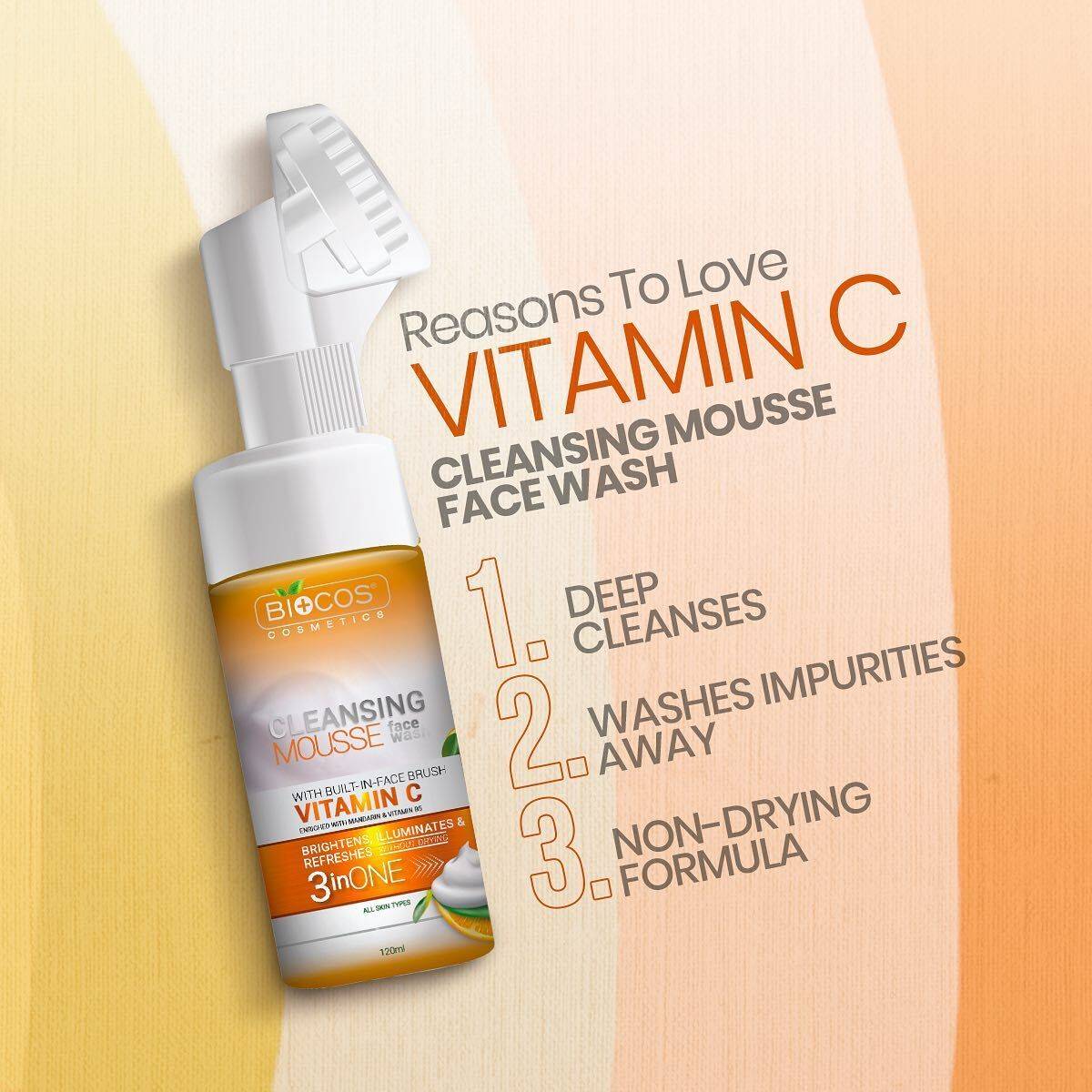 Biocos Vitamin C Facial Cleansing Mousse Face Wash 120ml Daraz.pk