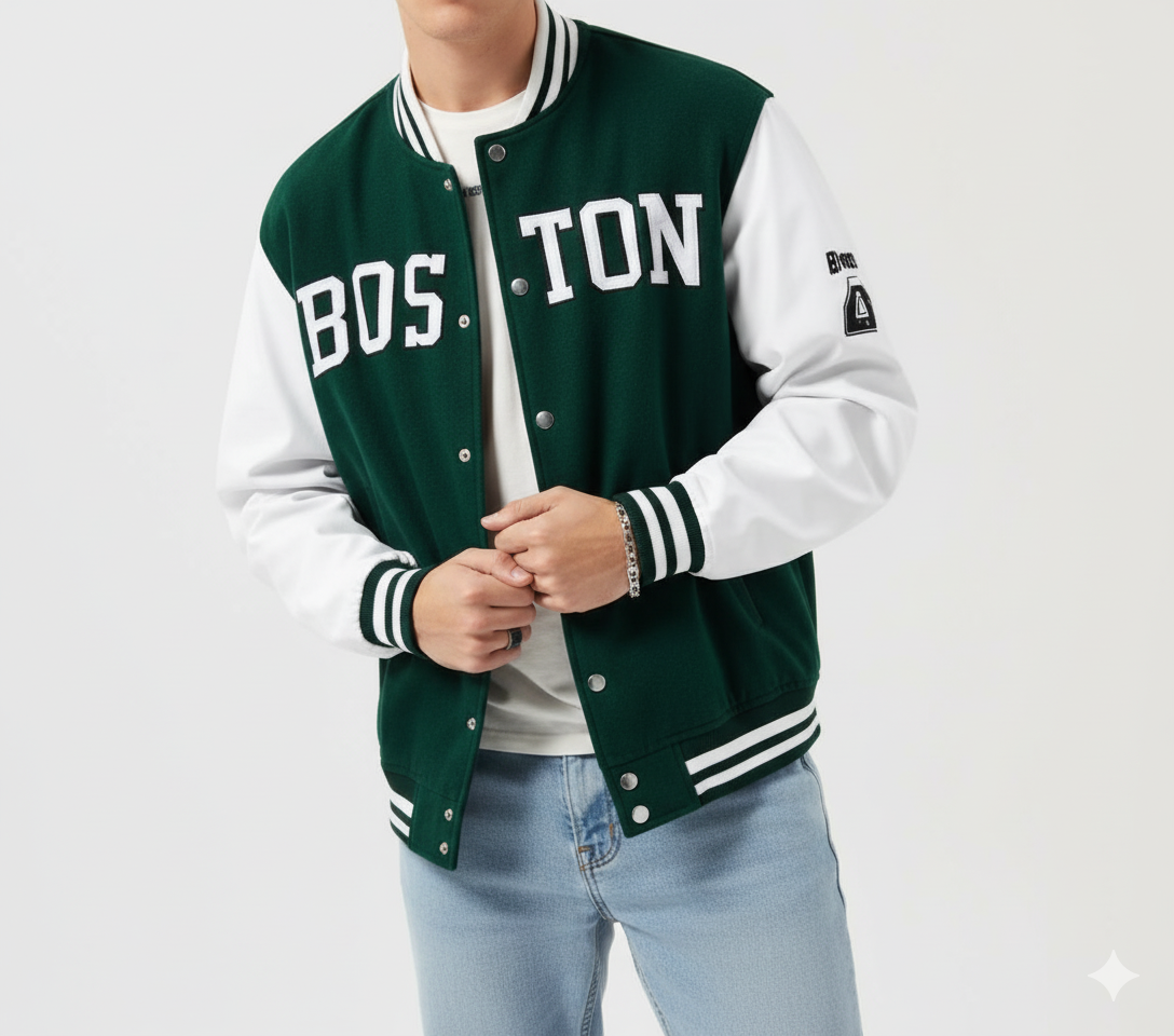 Stylish Boston Varsity Jacket For Women: Your Winning Look, Every Day!
