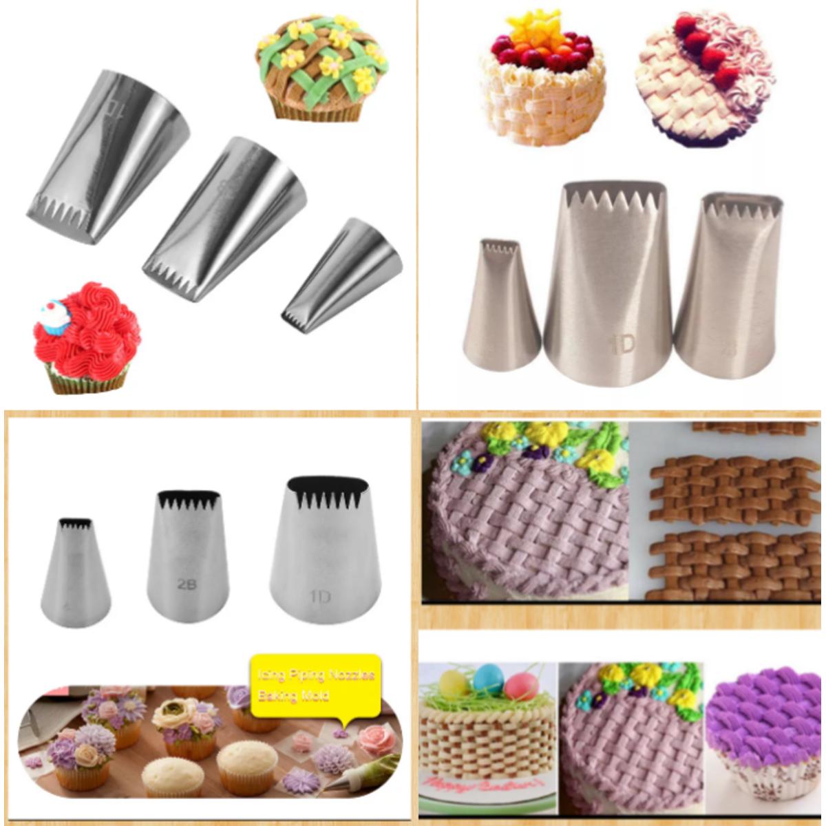 3Pcs/set Stainless Steel Cake Icing Piping Nozzle Basket Weave Pastry Tips  Cake Cream Cupcake for Sugar Craft Decorating Tools - AliExpress