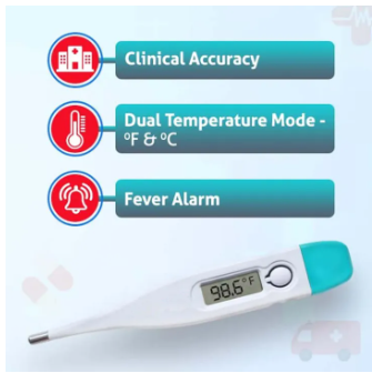 Advanced Digital Thermometer for Adults Digital Oral Thermometer for Fever Medical Thermometer, Highly Accurate and Fast, Easy to Use, Fast Reading. Detect Fever Quickly - Oral Armpit and Rectal Thermometer for Babies Children and Adults