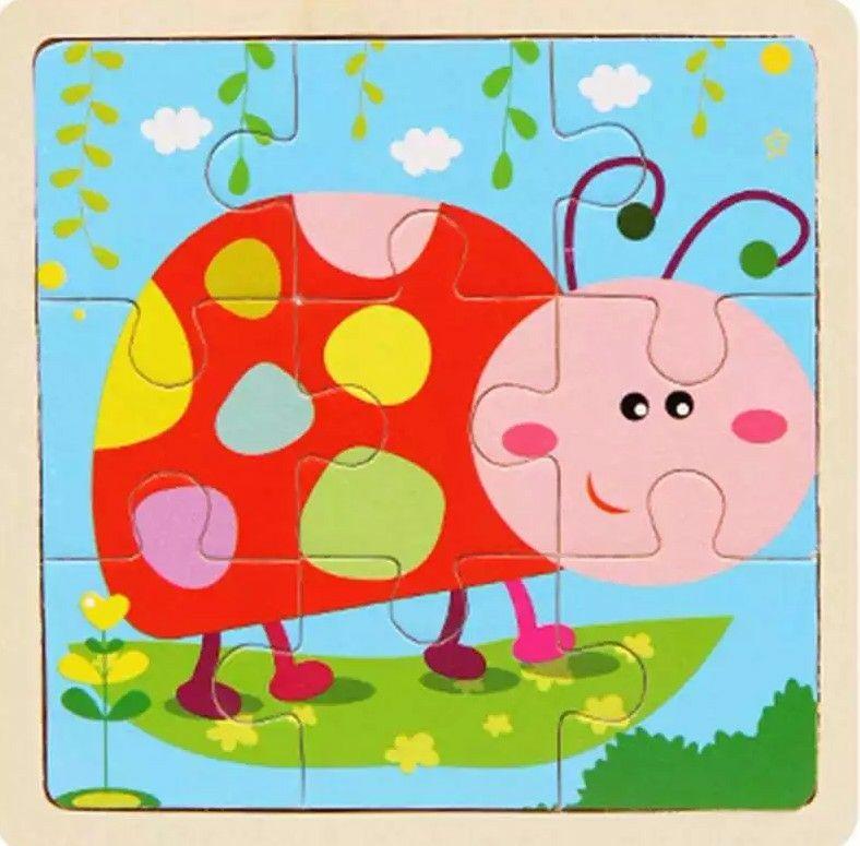 Small Wood Animal Puzzle Bee Rabbit Cow Duck Transportation Tool Educational DIY Toys For Children Cartoon Jigsaw Birthday Gifts