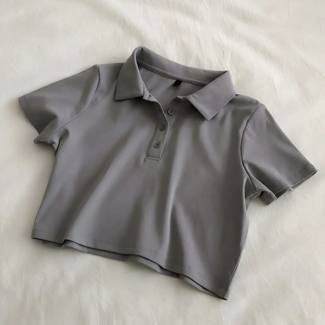MI'TESORO Women's Short Sleeve Boxy Cropped Polo T-Shirt Polo Cropped T-Shirt - a timeless classic with a modern twist! for Girls/Women