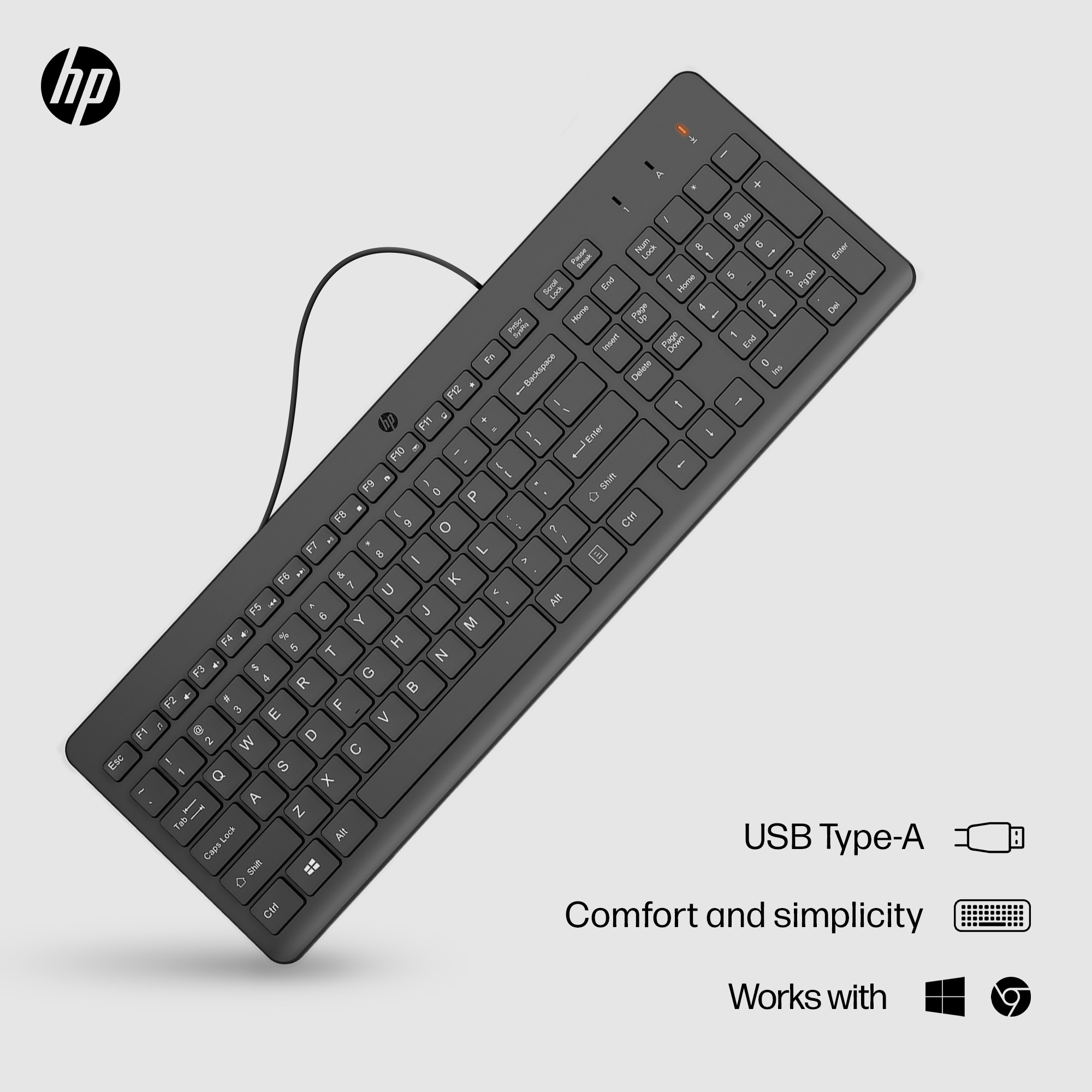HP Wired Keyboard Reliable Typing Performance Durable Build For Everyday Typing Responsive Key Feedback For Gaming and Work