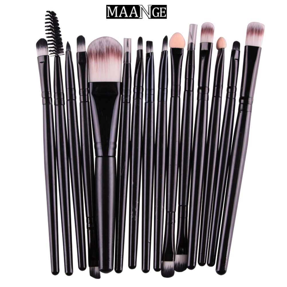 MAANGE Pro 15Pcs Makeup Brushes Set Eye Shadow Foundation Powder Eyeliner Eyelash Lip Make Up Brush Cosmetic Beauty Tool Kit Hot