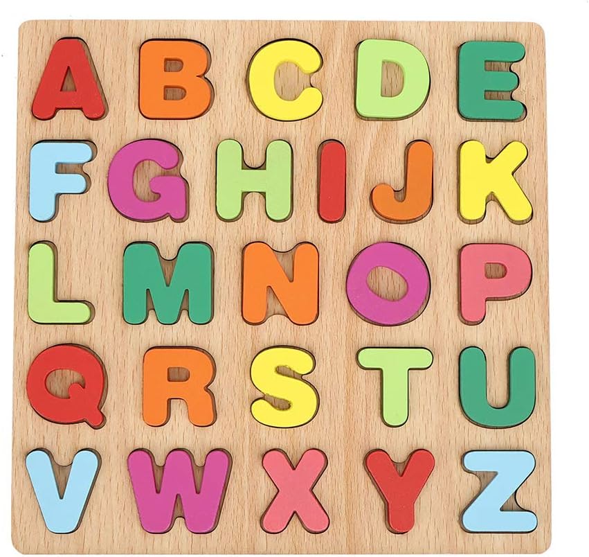 Kid's Learning Wooden alphabet | Puzzles & Numbers Count Board, Colorful ABC Uppercase Letters/Numbers/Shapes for Kids Toddlers Preschool Early Learning Educational Toys
