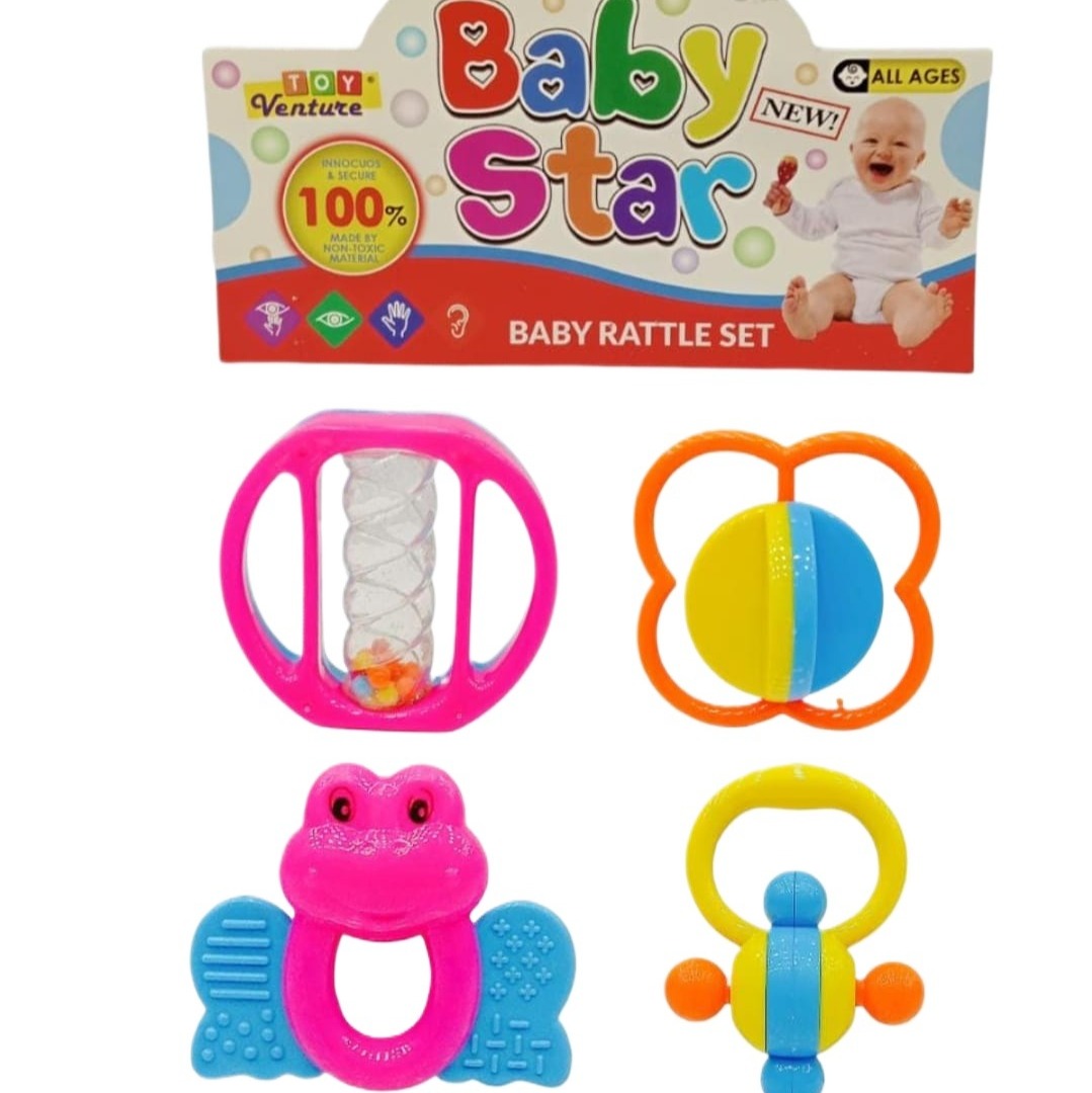 Baby Star 4 PC Rattle Set For New Born Babies