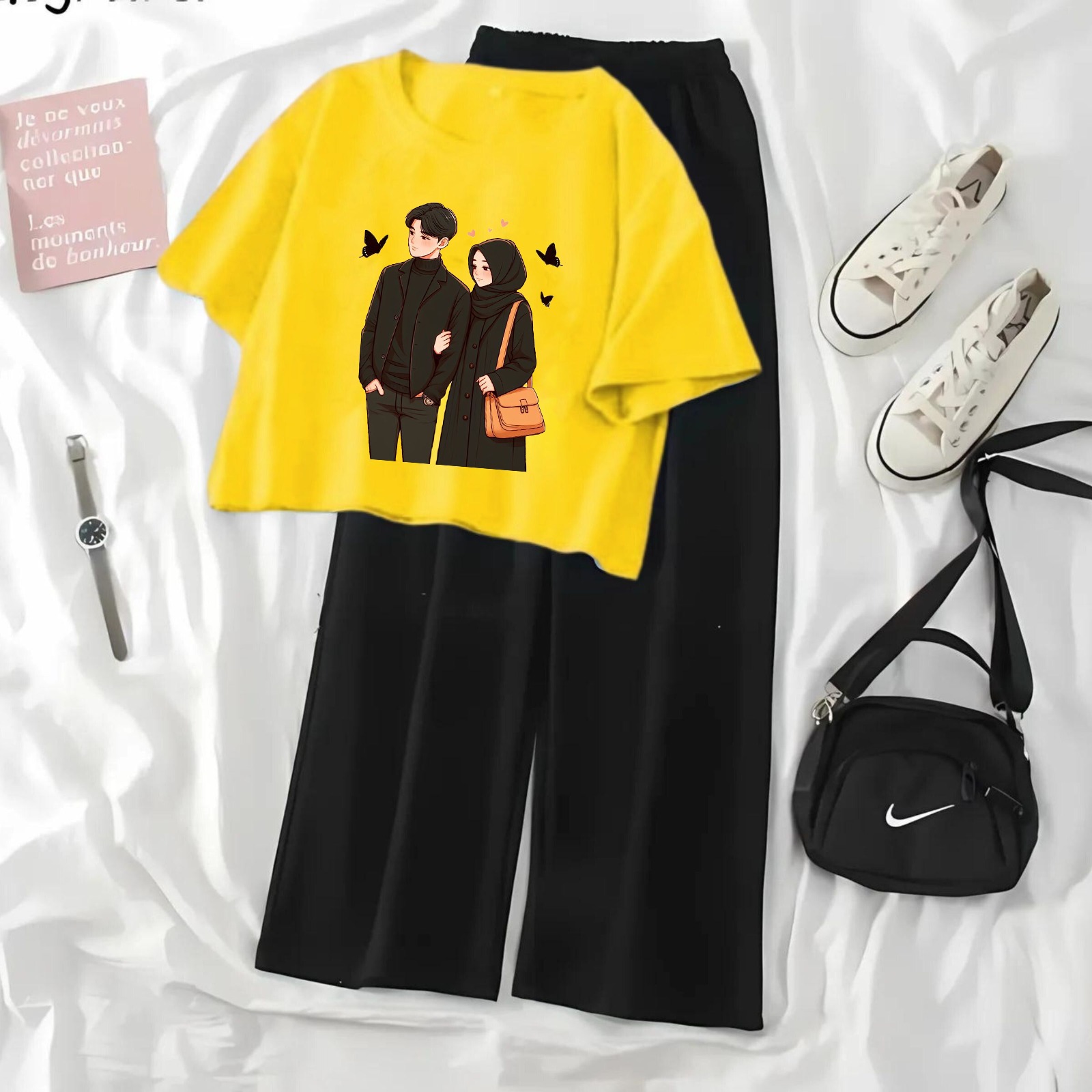 High-Quality Casual Women's Suit: Printed Crop T-Shirt With Plazo Pants