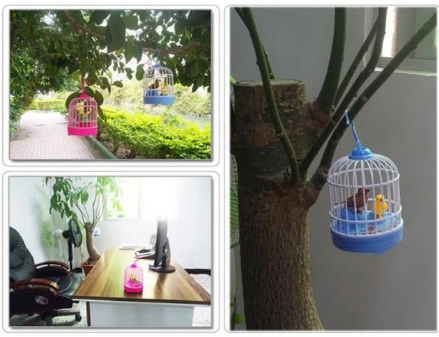 Voice Control Talking Bird Cage Toy – Electric Mini Parrot with Light & Sound, Hand Sensor Chirping Singing Bird Toy for Kids, Realistic Electronic Birdcage