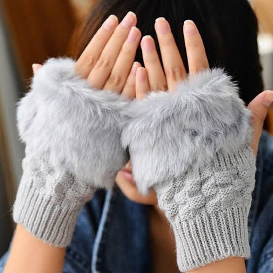 Women Girls Winter Wool Knit Gloves Warm Fingerless Gloves Mitten Crochet Thumbhole Arm Wrist Ultra Soft