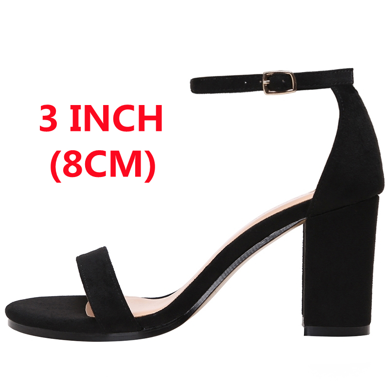 SCS.Store Fashion Black 3 Inch Block Sandal Heels for Women
