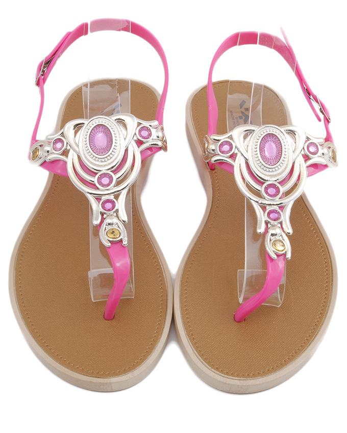 Maya Traders Pink Imported Italian Design Fancy Women's Stylish Flat Sandals - Comfortable Party & Casual Wear - A01