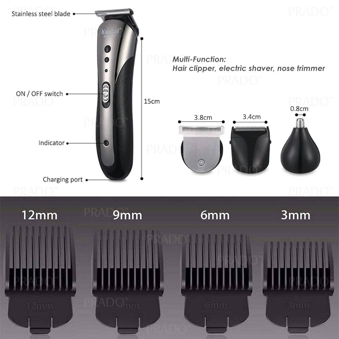 size 3 hair clippers in mm