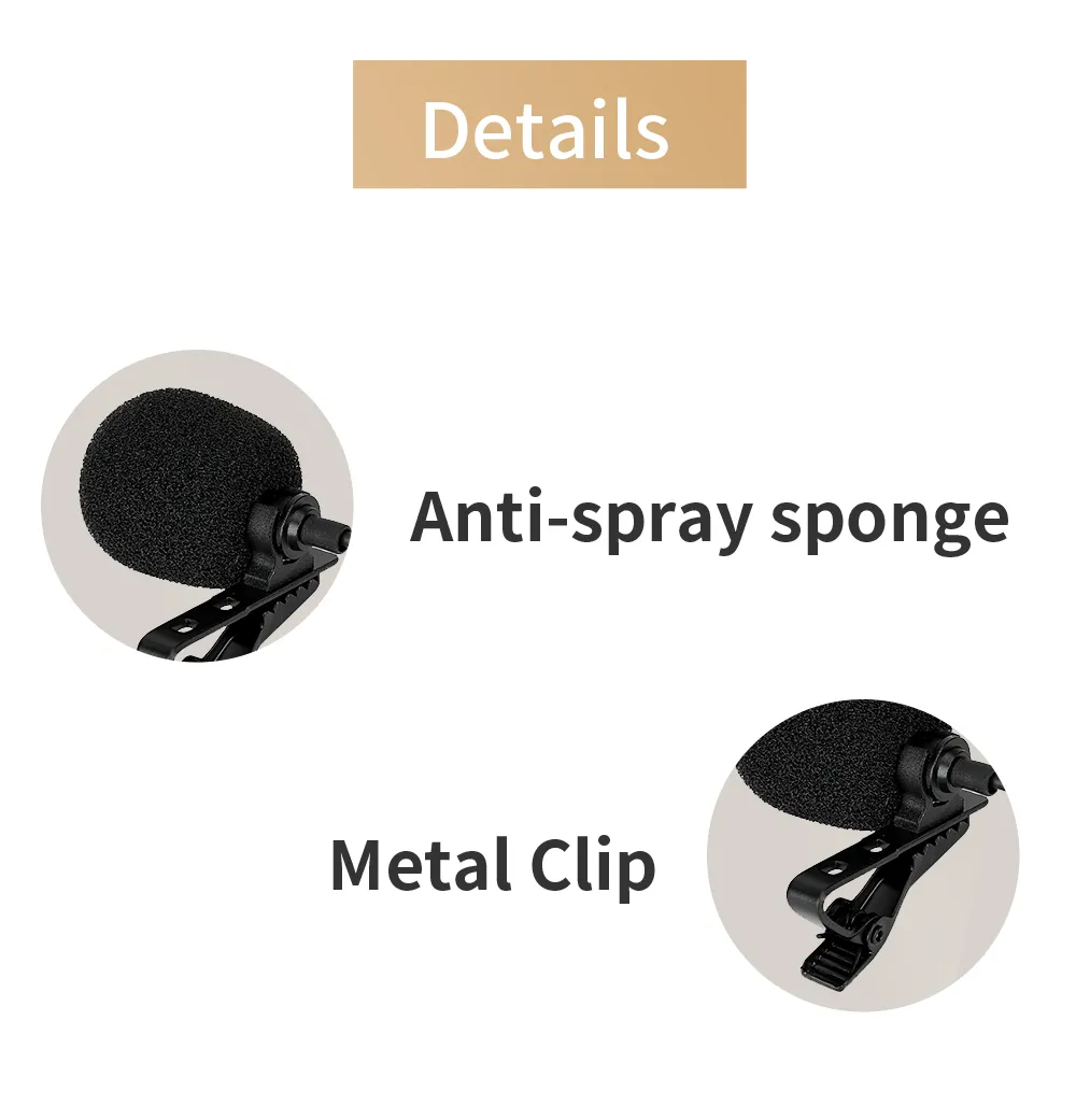 Jmary MC-R2 Type-C Lavalier Collar Microphone 2M Wire Length with Metal Clip 17 dd0a97894817b60566d5a844b7963907