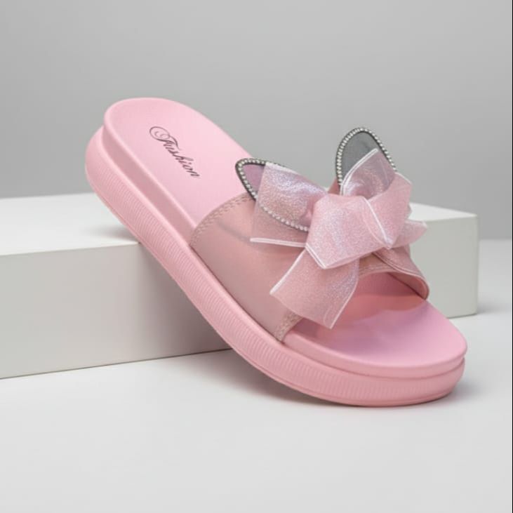 PVR Women Fashion Slippers with Big Bow | Soft Sole Comfortable Indoor & Outdoor Slides