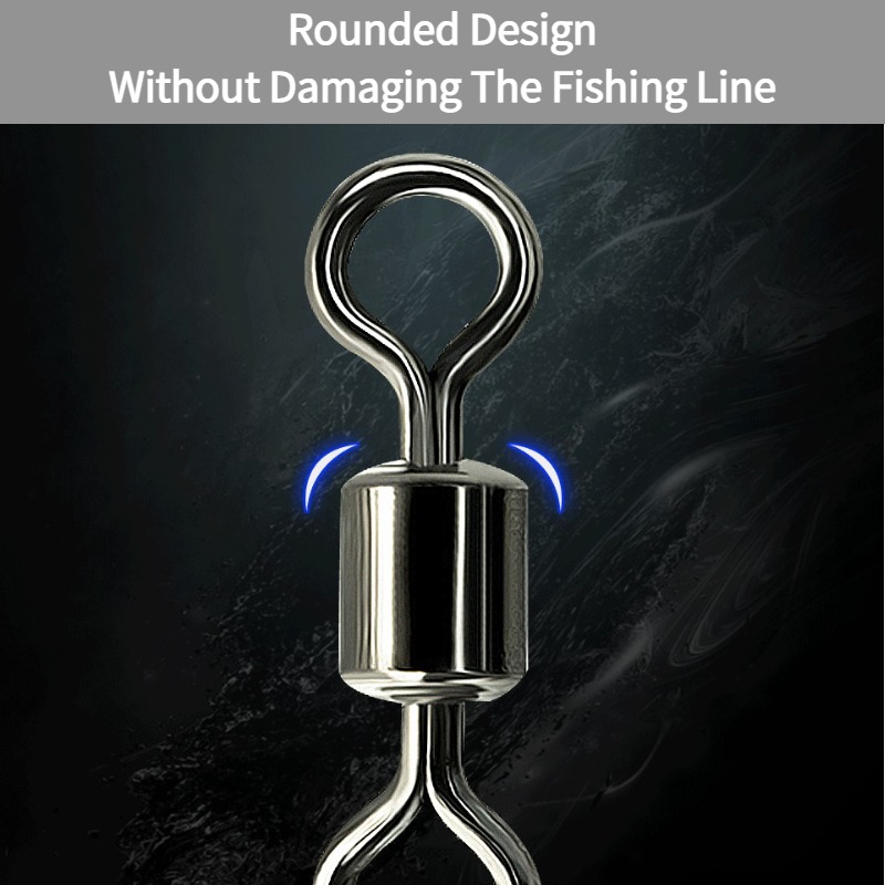 25Pcs Stainless Steel Bearing Rolling Connector Rotate Barrel Swivel Tackle Box Lure Line Tool Set Fishing Accessories Fishhook Fishing Connectors