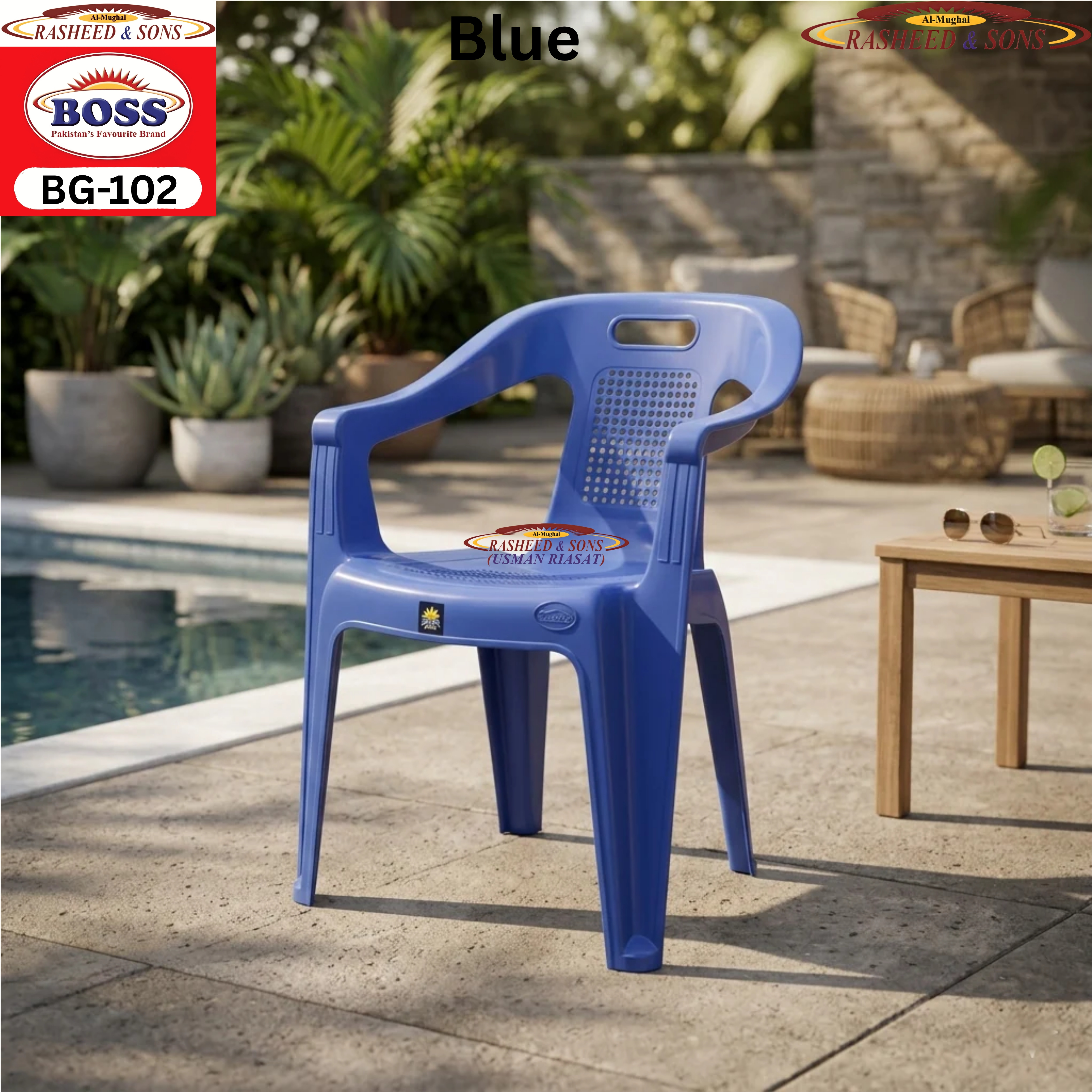 Boss 102 Plastic Chair & Table Collection | Flamingo Chair, Folding Table, Round Table & Double Shelf Table | Indoor Outdoor Furniture |  BELLONA I RASHEED & SONS