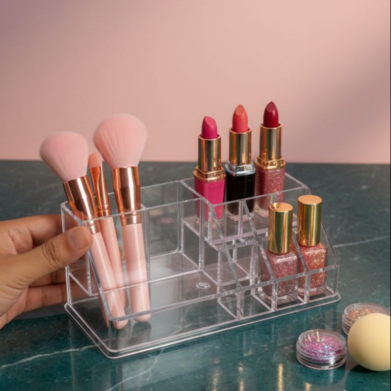 Multi-Functional Makeup Organizer with Drawer and Handle – Desktop Cosmetic Storage Box, Dustproof and Tidy Display Case