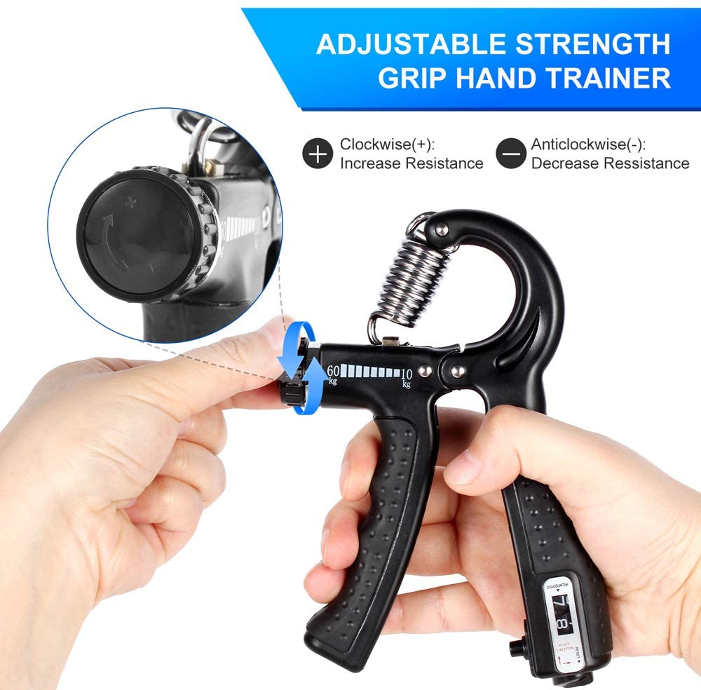 Histro Automatic Counting Hand Gripper Adjustable Resistance Automatic Counting Non-Slip Hand Grip Strength Trainer Fingers Wrist Forearm Exerciser Workout Gear Home Gym Exercise Equipment   Hand Gripper 5-60KG  Automatic  Non-Slip hand strengthen
