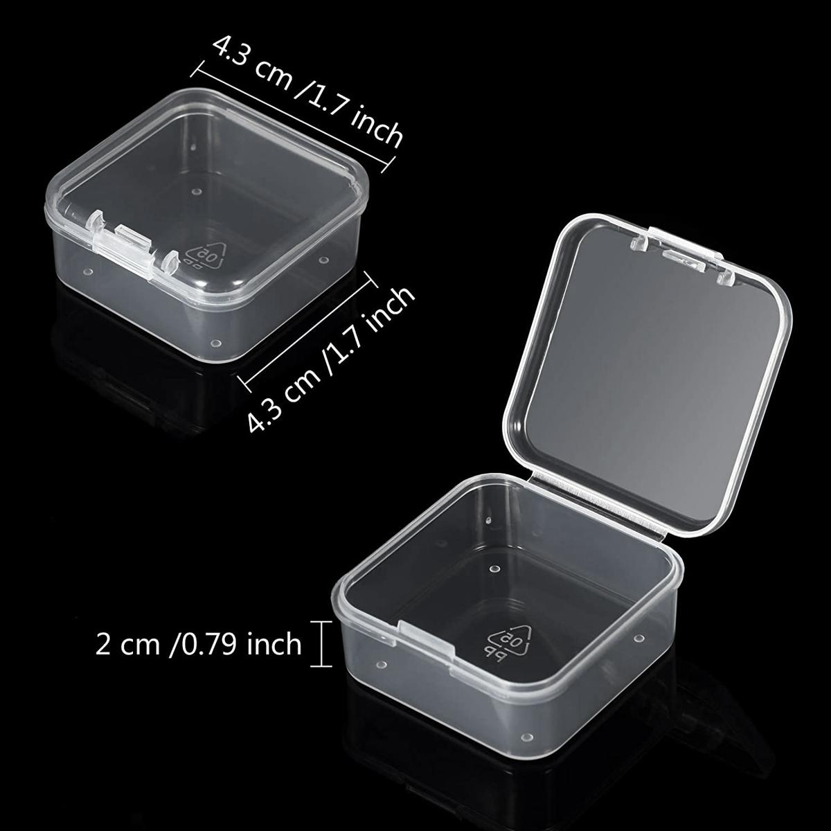 24 Pieces Small Clear Plastic Storage Container With Hinged Lid Bead Storage Box