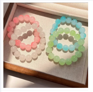 ✨Elegant Pastel Glow Beaded Bracelets in Soft Pink, White, Blue, and Green Tones for a Delicate and Stylish Look ✨