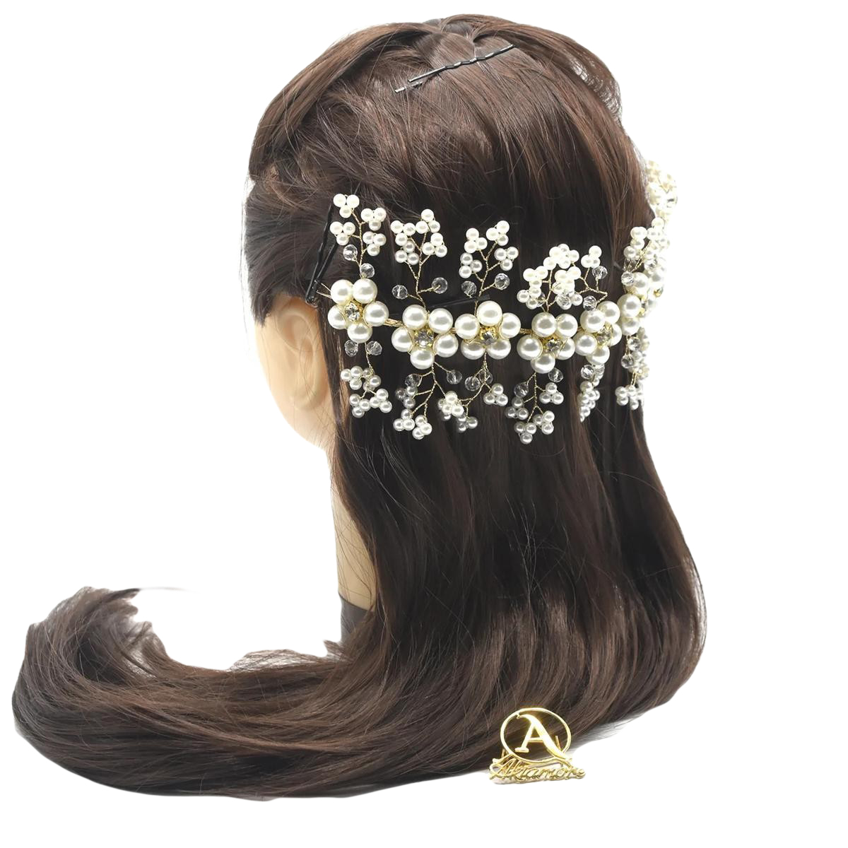 Wedding Hair Accessories Charms Clip Crystal Pearl Flower Hairpin Tiara Bridal Crown Hair Pin Bride Jewelry