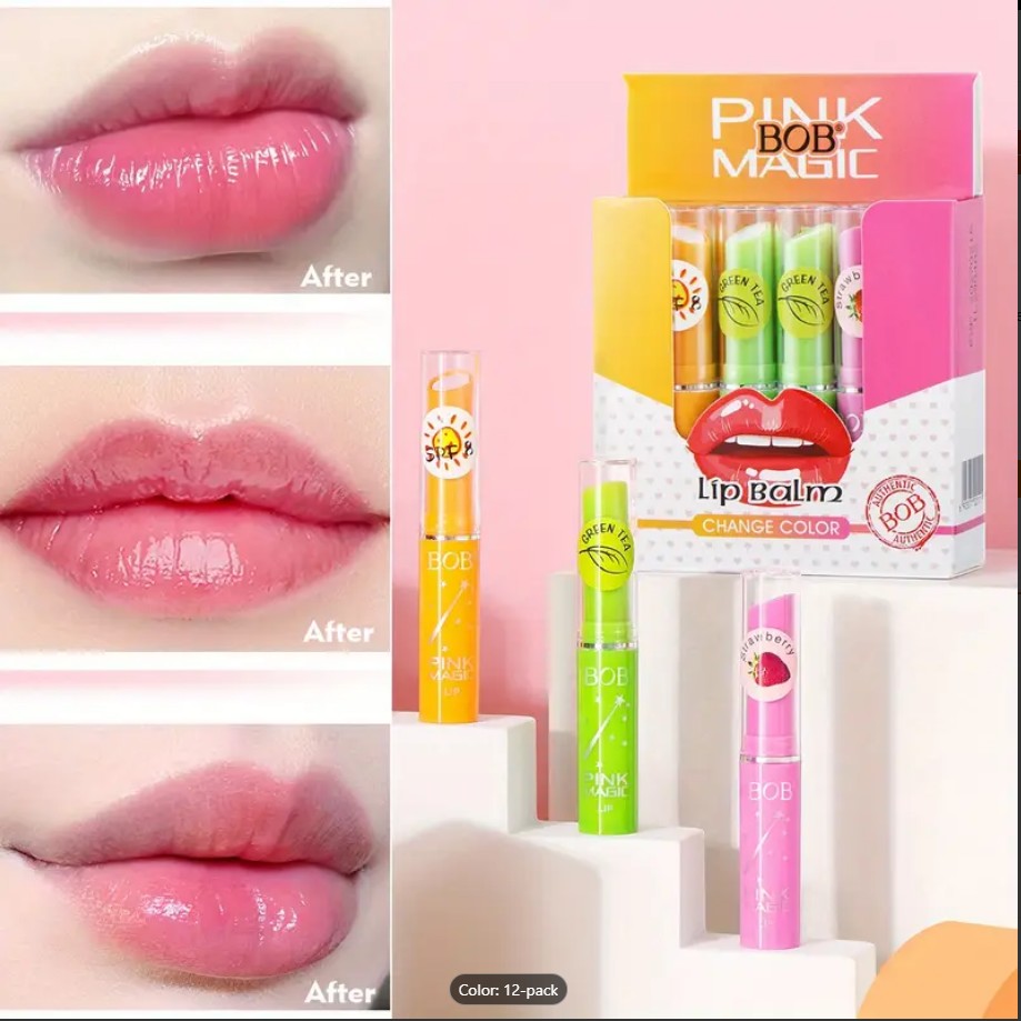 Pink Magic Lip Balm Moisturizing Lip Care Long-Lasting Hydration Color-Changing Lip Tint Lightweight Non-Sticky Lipstick Alternative for Soft Smooth Natural Looking Lips