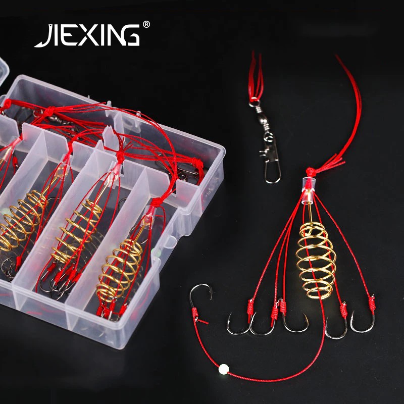 4pcs High Carbon Fishing Hooks Carp Feeder Proof Hanging  Hook Tool Spring Anti-winding  Hook