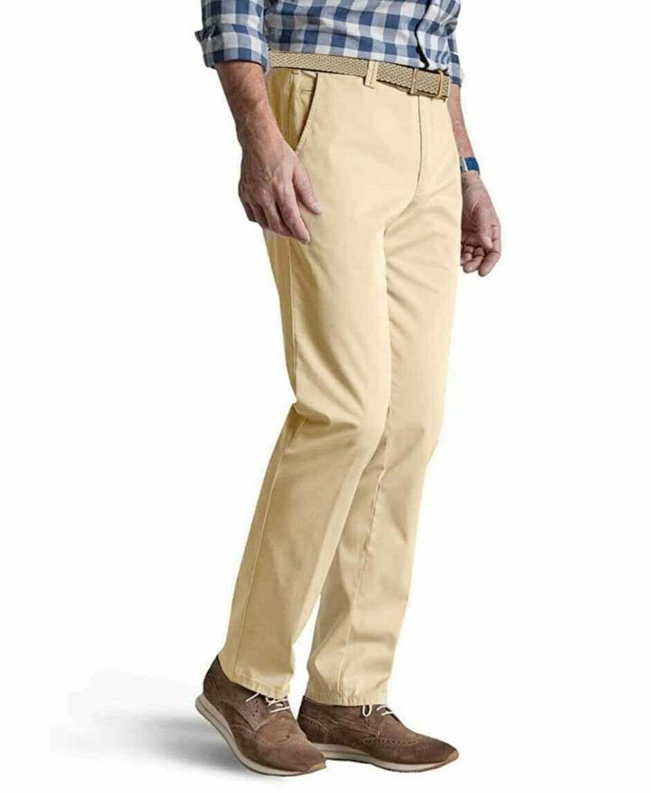 Men's Stretchable Chino Pants Full Length Regular Fit in Solid Colors
