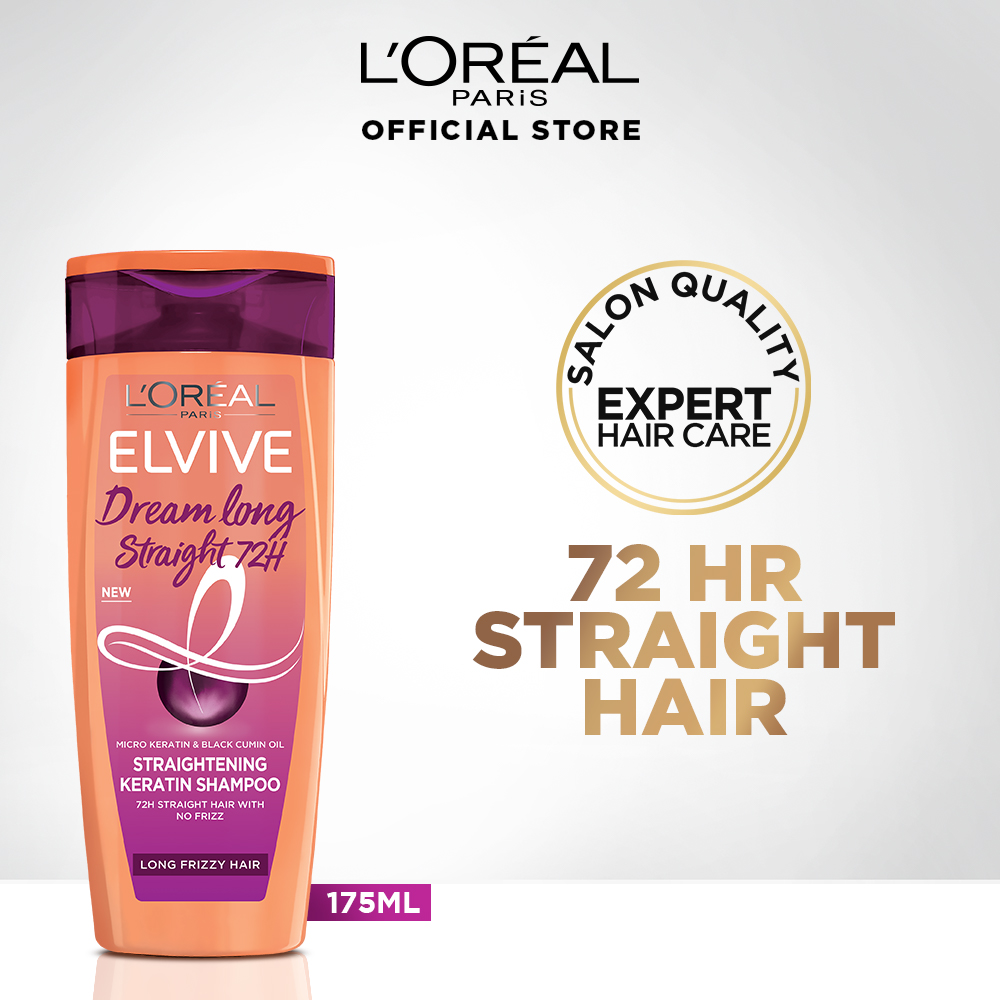 L'Oreal Paris Elvive Dream Long Straight 72Hrs Straightening Keratin Shampoo - 175ml For Long, Damaged Hair