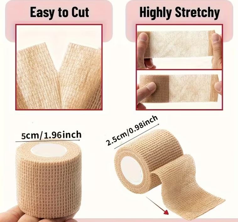 Self adhesive bandages wrap tape Athletic Pre-Tape Elastic Bandage 4.5M | Self-Adherent Wrap for Finger Wrist Ankle | Sports Injury Protection for Basketball Football | Easy Tear & Stretchable