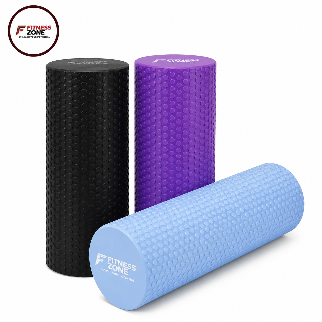 Foam Roller for Muscle Recovery – High Density Solid EVA Roller for Deep Tissue Massage, Physical Therapy & Back Pain Relief | 12 & 18 Inch | Yoga & Exercise Foam Roller (Multicolor)