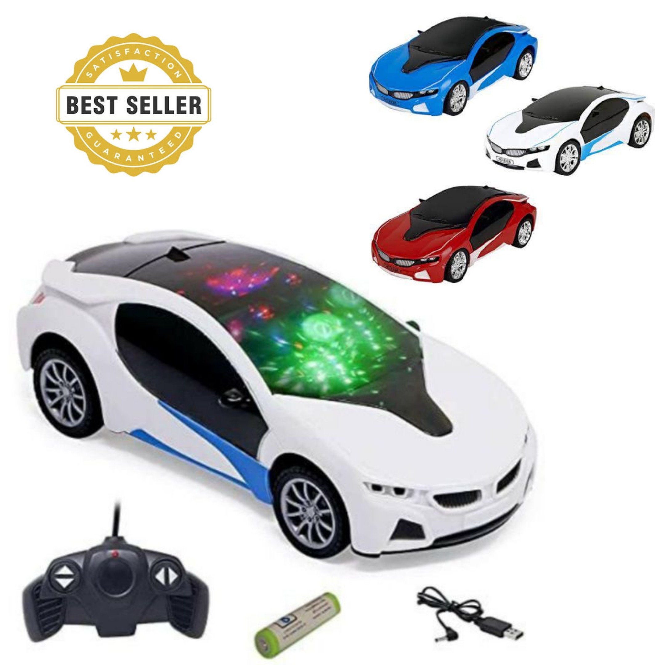 Remote Controlled Fast Modern Car - 3D Light RC Car For Kids Best Quality toy - Multi-Functional RC Car With Sports Look , 3D Light Model Car Electric Car Toy , Best Gift For kids