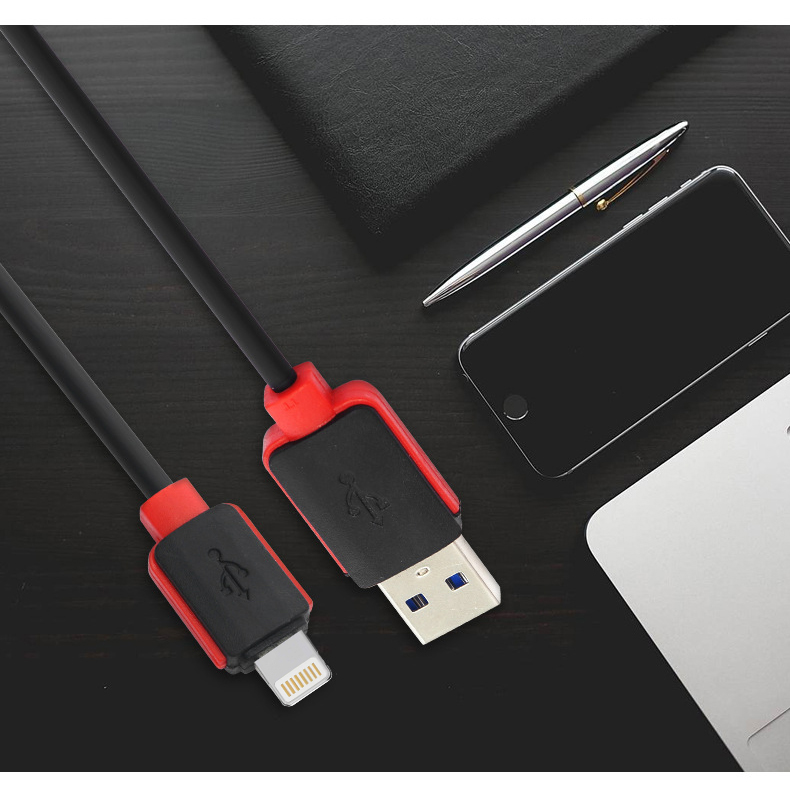 Warner 1.2 Meter Fast Charging Data Cable – Black and Red