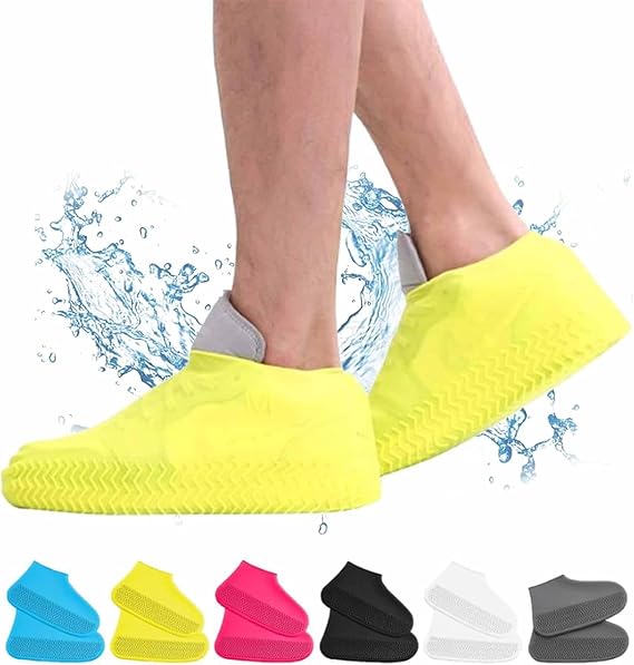1 Pair Reusable Waterproof Silicone Rain Boots Covers for Men and Women, High Elastic Non-Slip Rubber Overshoes, Outdoor Walking Shoe Protectors, Wear-Resistant Boot Cover Ideal for Rainy Days, Hiking, Camping, Cycling and Daily Use