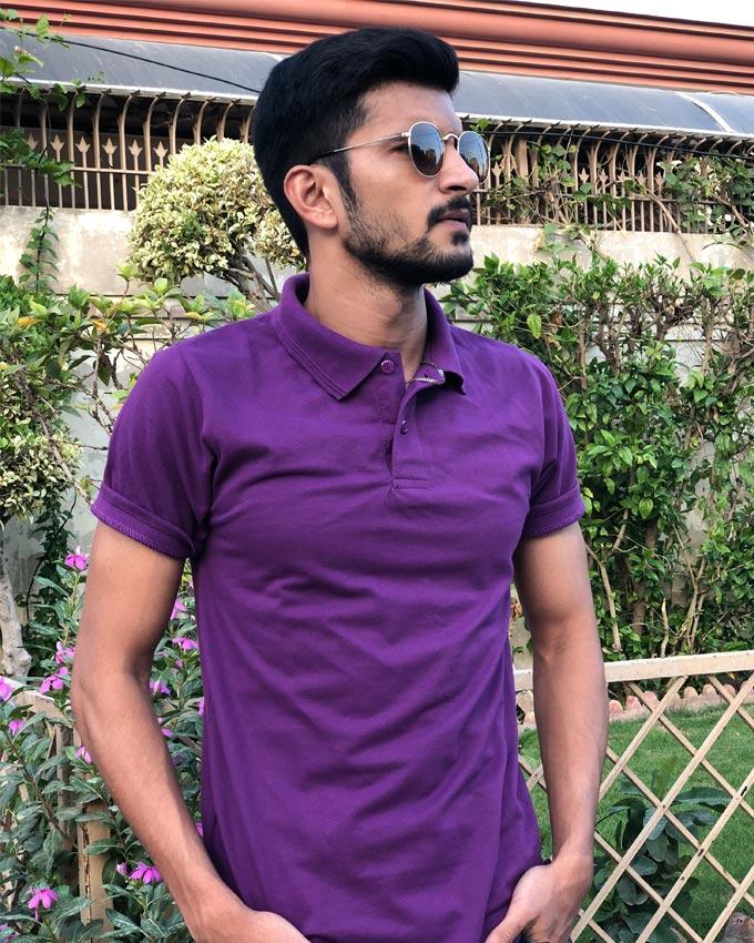 Slim Fit Cotton Purple Polo Shirt for 