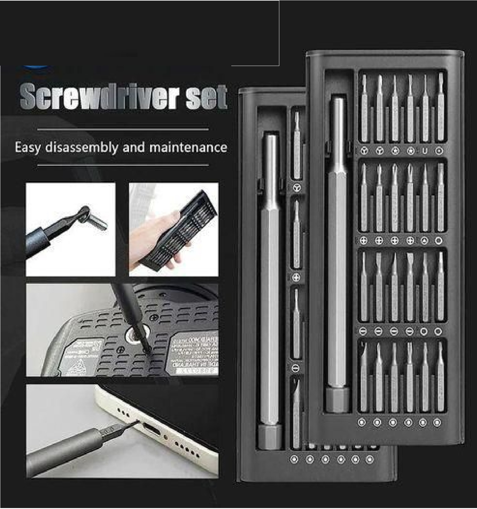 Precision Screw driver Set 24 in 1, Magnetic Driver Bits Set Repair Tool with Alluminum Box Multi-Purpose Screwdriver Set, Professional Repairing Tool Kits