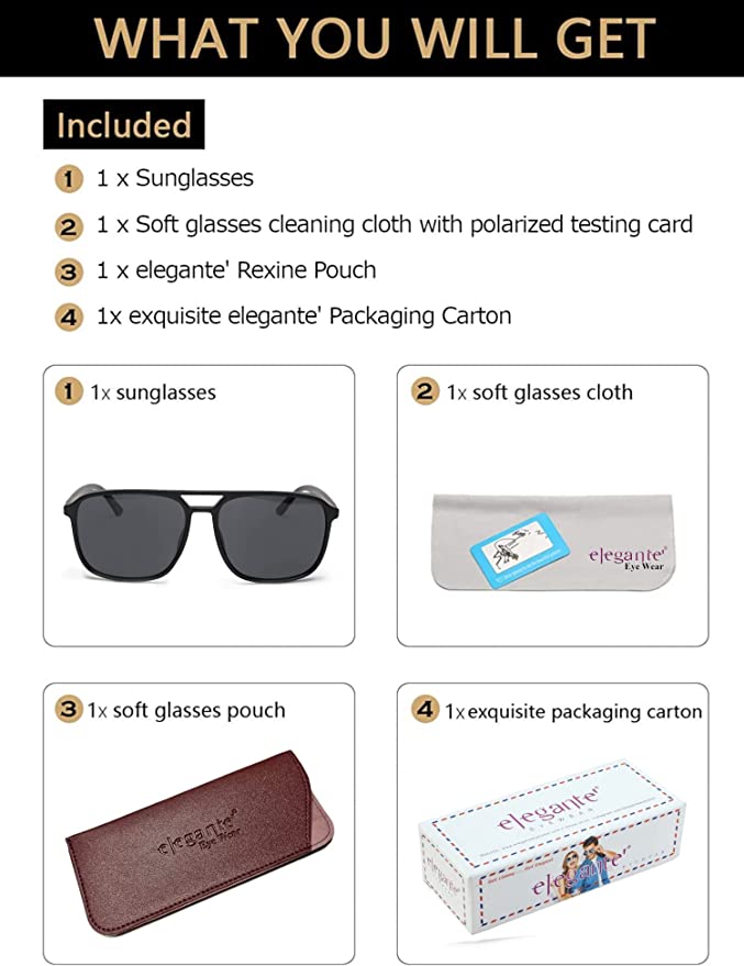 Sunglasses Square Frame with Side Retro Frame For Man & Woman