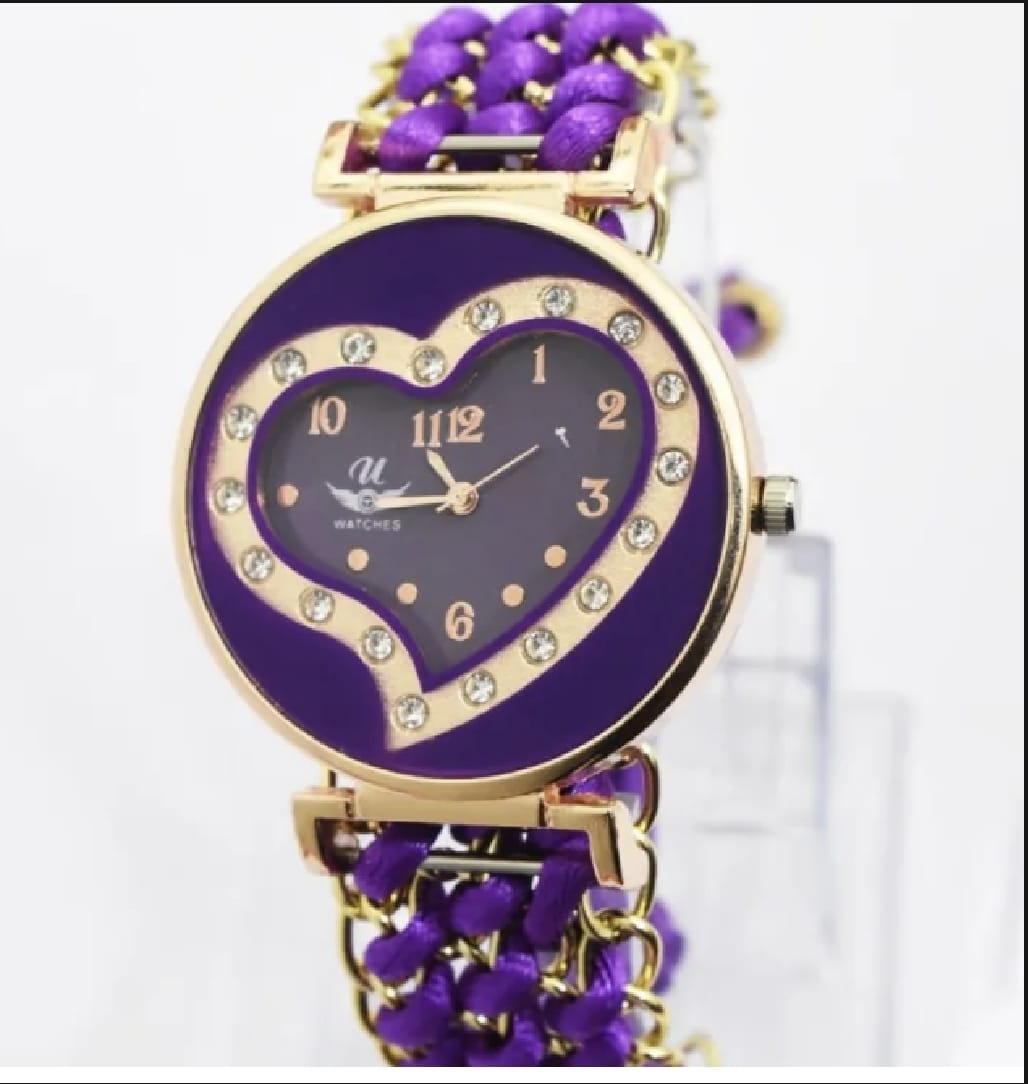 Bracelet Watch Pink Heart Round Shape Watch For Sports Women & Girls