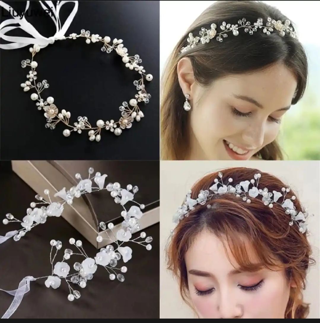 New Fashion Flower Headband With Ribbon Wearth Wedding Party ladies Girls Garlands Floral Crown Rhinestone Hairband