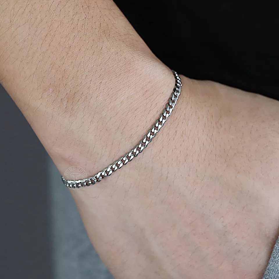 Attractive Silver Stainless Steel Chain Bracelet Gift for Boys