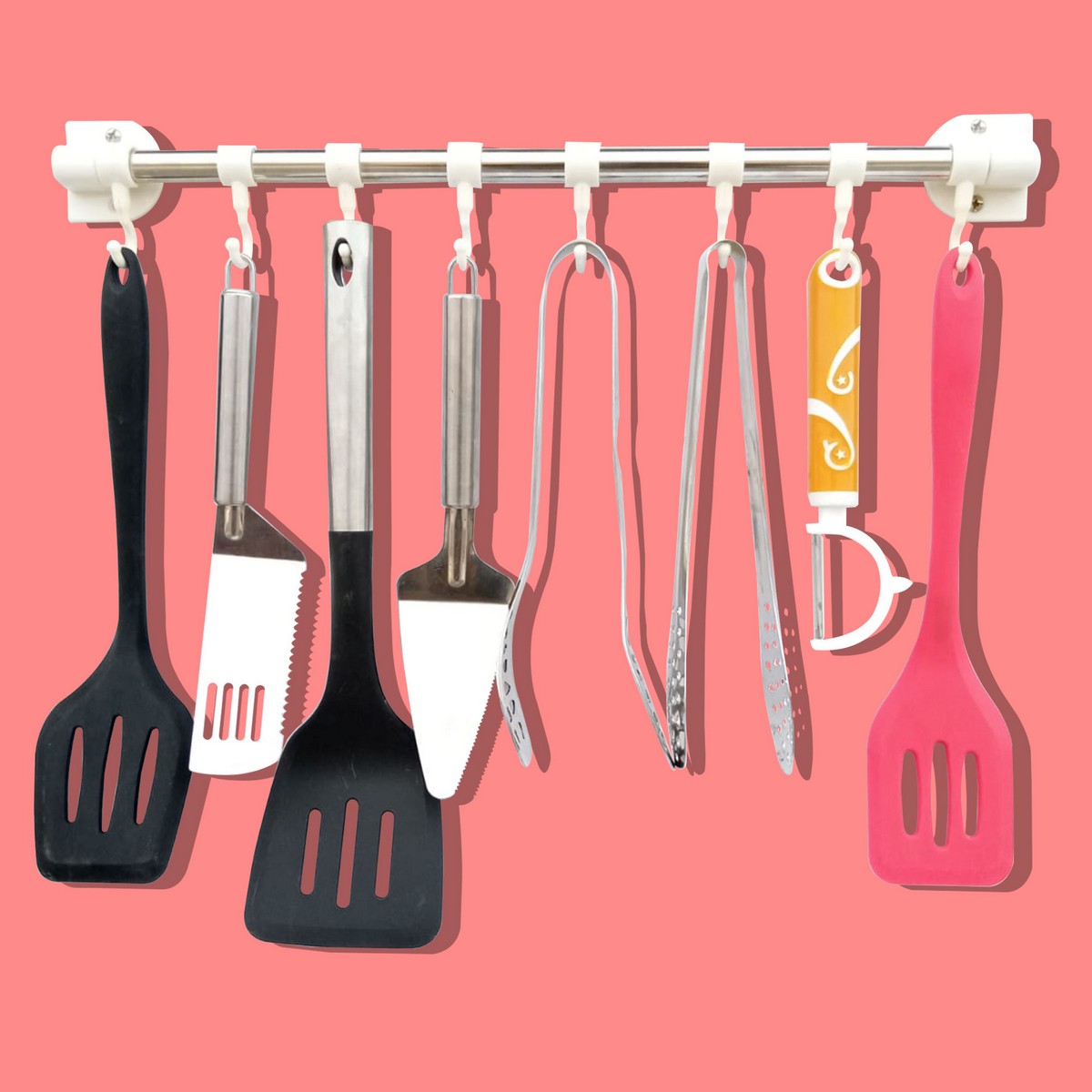 Hook Bathroom Wall Door Hanging Sucker Kitchen Utensil Rack Clothes Hanger, 8 Pieces, Clear