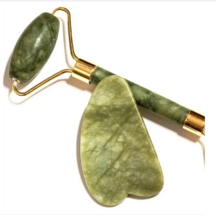 (Original Stone) Jade Roller and Gua Sha Set, Jade Face Roller - Noiseless Design - Anti-Aging, Wrinkle Reducer, Rose Quartz Face Massager , Facial Roller for Skin, Eyes, Neck, and Body - Gua Sha Facial Tools & Jade Roller Set for Skin Care
