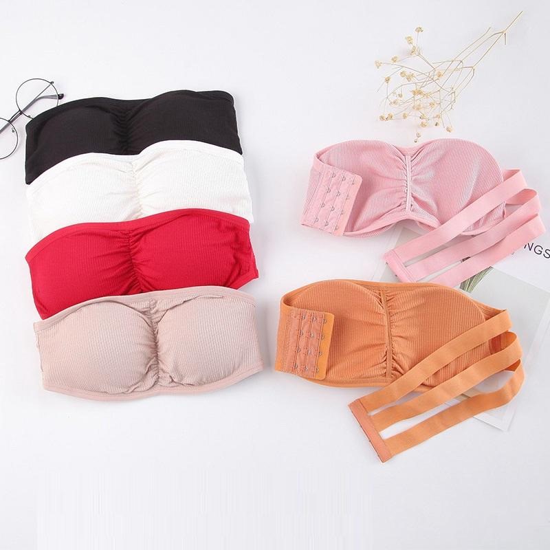 Women's Strapless Wireless Bralet Bra – Padded Seamless Bandeau Crop Top