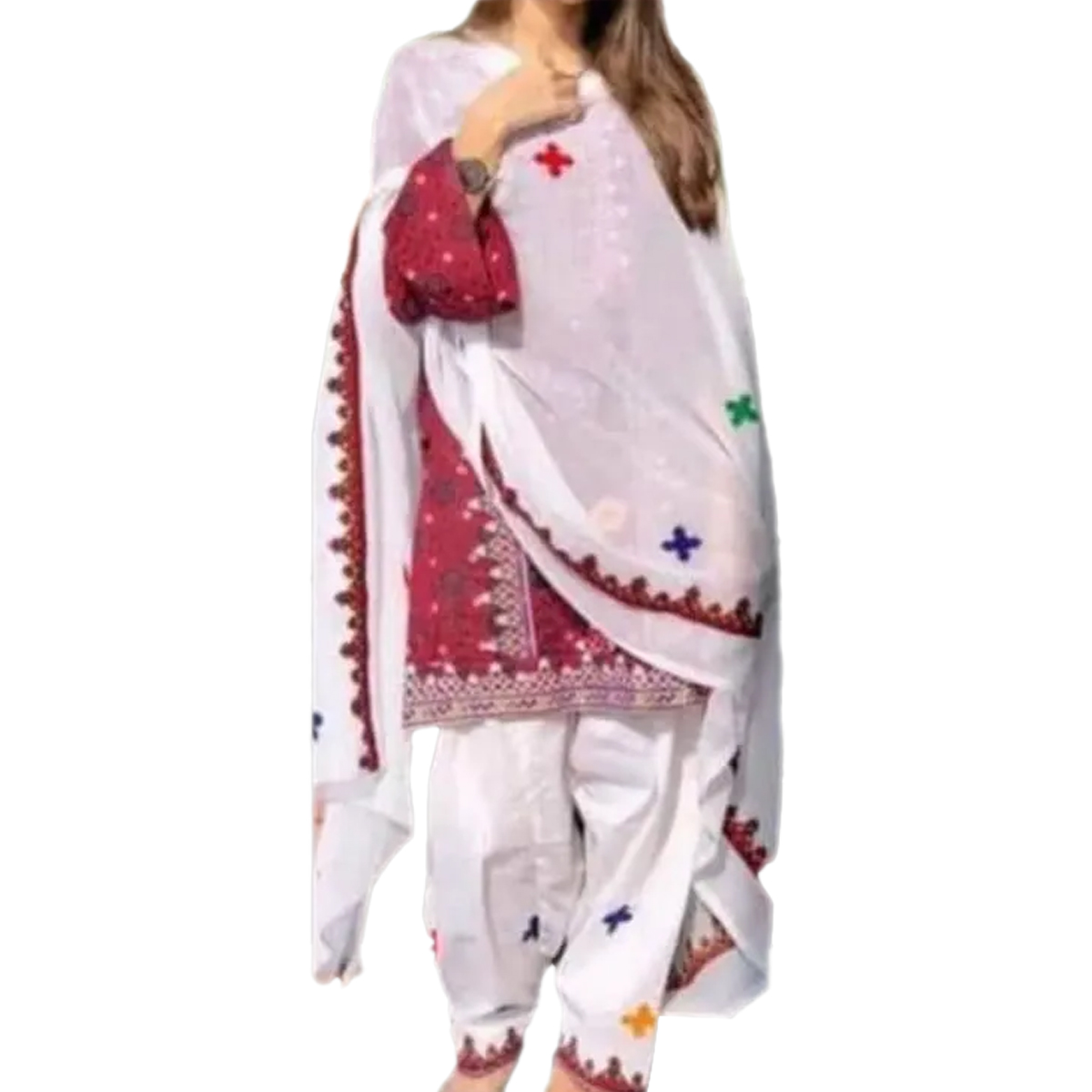 sindhi ladies dress sindhi girl wearing ajrak design shalwar kameez 28574838 Vector Art at Vecteezy
