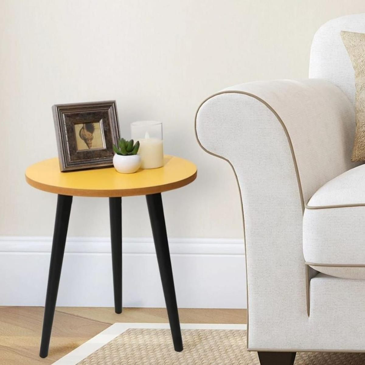 HomeBliss Curved Foldable Side Table, Coffee table (16 Inches Top & 20.5 Inches Height ) with Solid Wooden legs (Customize)