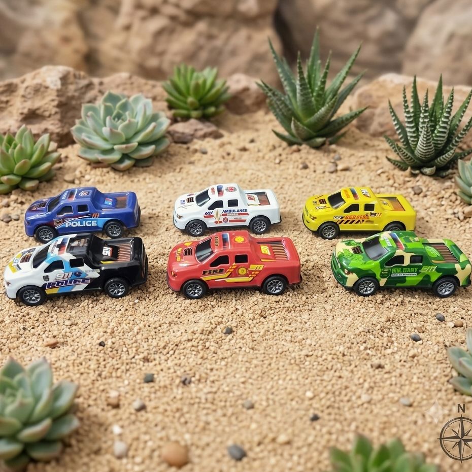 Diecast Vehicle Toys – Metal Pull Back Police, Fire, Ambulance, Military Truck Set for Kids