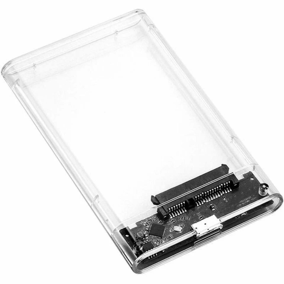 USB 3.0 Portable HDD SSD 2.5" Hard Drive External Case Transparent & Black – 5Gbps High Speed SATA Enclosure For PC Laptop (Only Case)